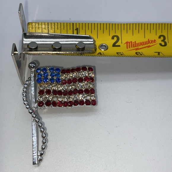 Vintage Dodds Rhinstone American Flag Silvertone Brooch Jewelry Pin - Picture 5 of 5